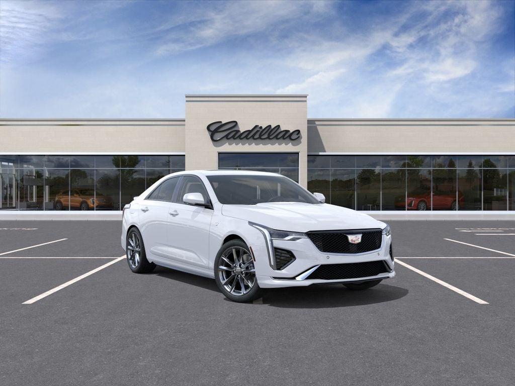 2026 Cadillac CT4 Sport in Vibrant White Tricoat — front three-quarter view