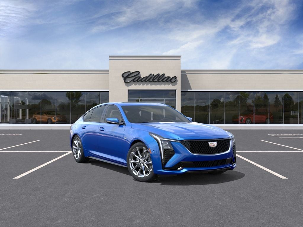 2026 Cadillac CT5 Sport in Coastal Blue Metallic — front three-quarter view