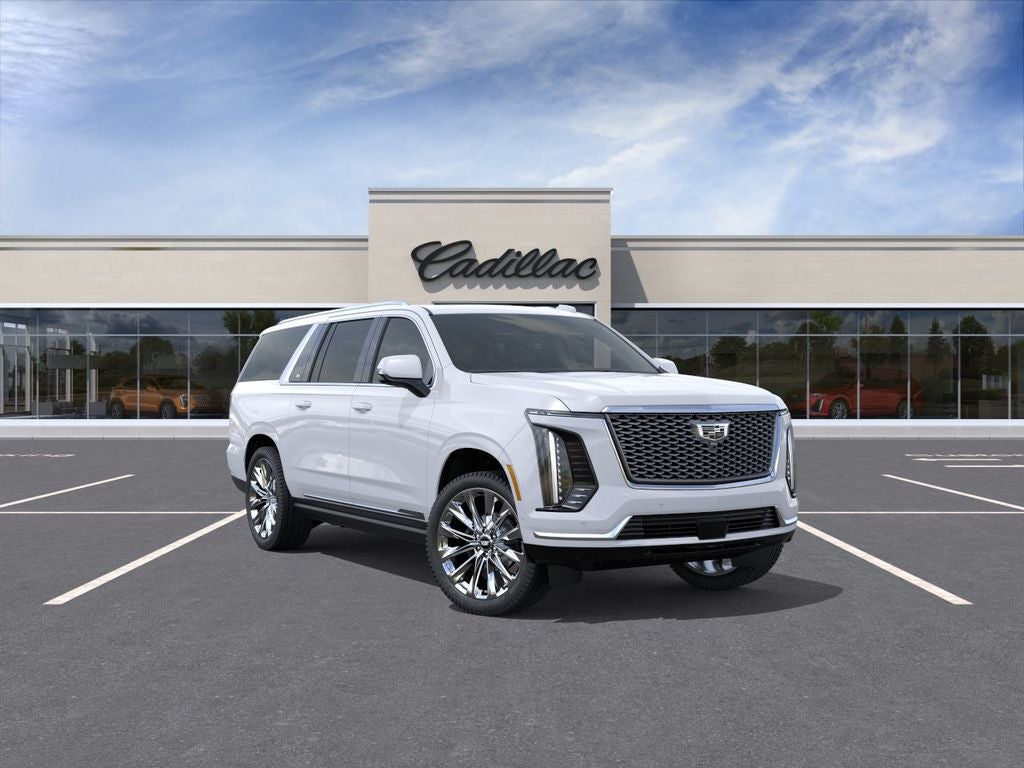 2026 Cadillac Escalade ESV Luxury in Vibrant White Tricoat — front three-quarter view