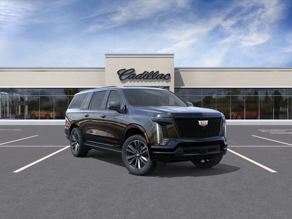 2026 Cadillac Escalade ESV Sport in Black Raven — front three-quarter view